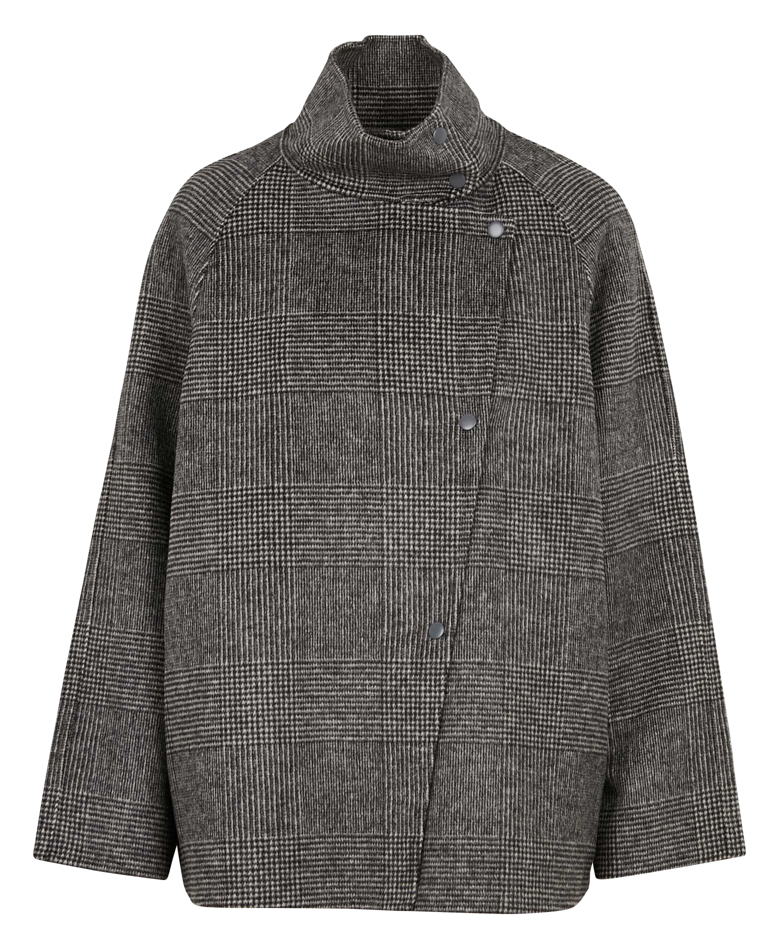 Chaqueta holgada con cuello alto en lana mezclada en gris