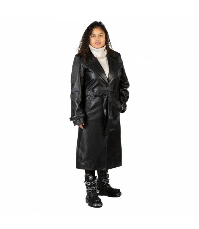 CHAQUETA PIEL NEGRA UNISEX LARGA NEW ROCK ORIGINAL WNRLWJ085S1