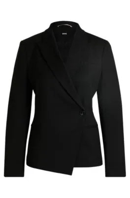 Chaqueta slim fit en sarga de mezcla de lana
