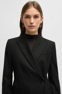 Chaqueta slim fit en sarga de mezcla de lana