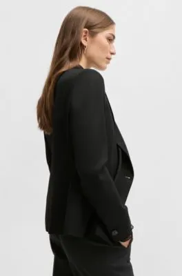 Chaqueta slim fit en sarga de mezcla de lana