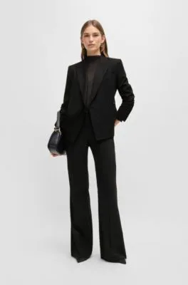 Chaqueta slim fit en sarga de mezcla de lana