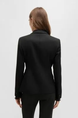 Chaqueta slim fit en sarga de mezcla de lana