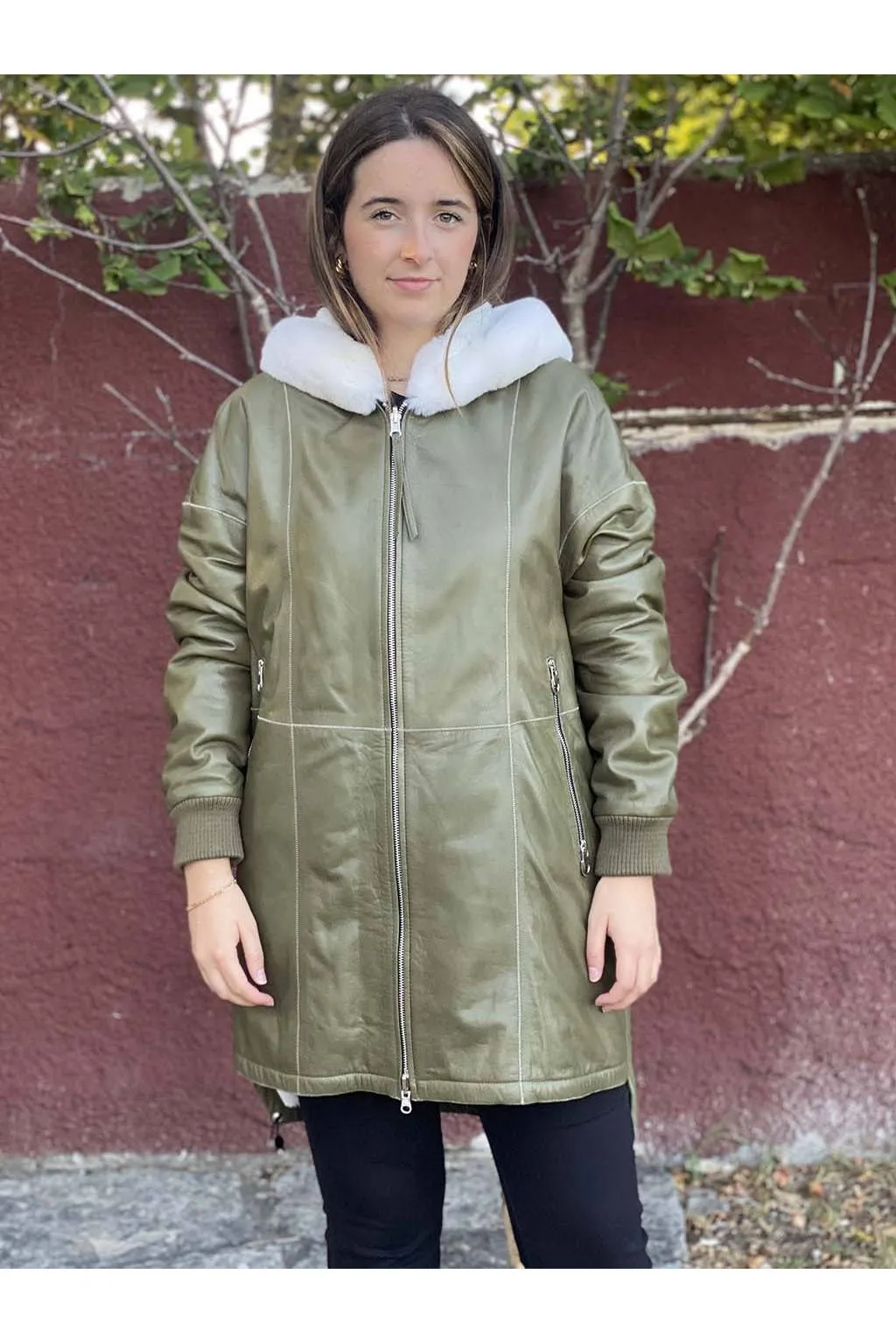 chaquetón reversible Medinapiel n313 kaki