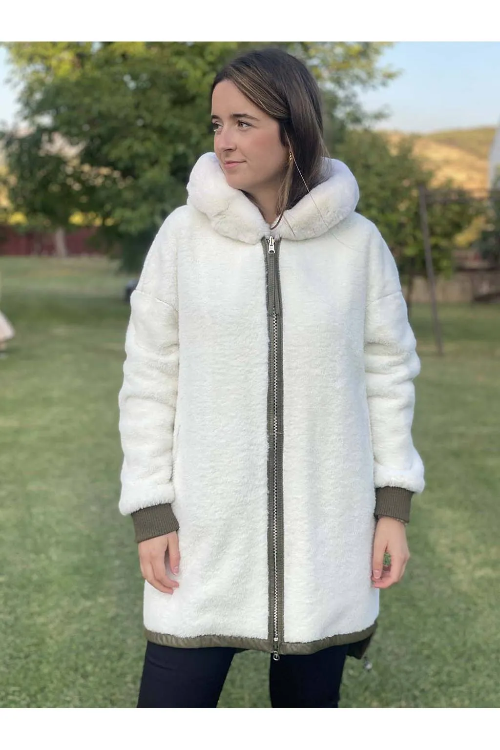 chaquetón reversible Medinapiel n313 kaki