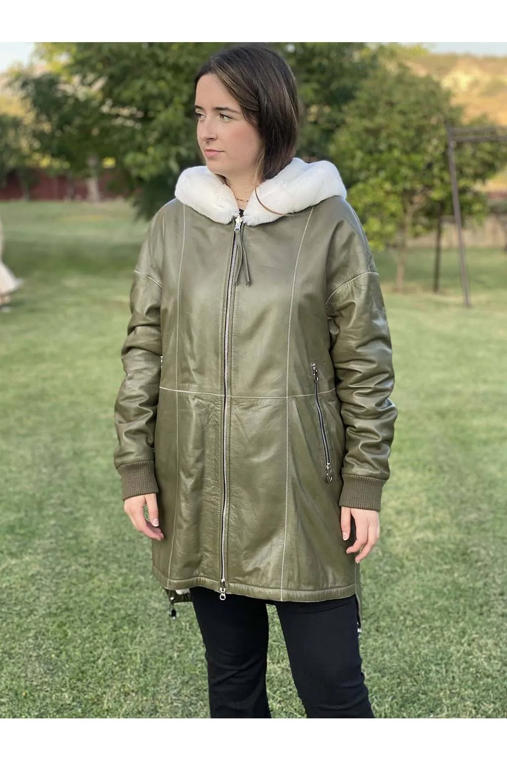 chaquetón reversible Medinapiel n313 kaki