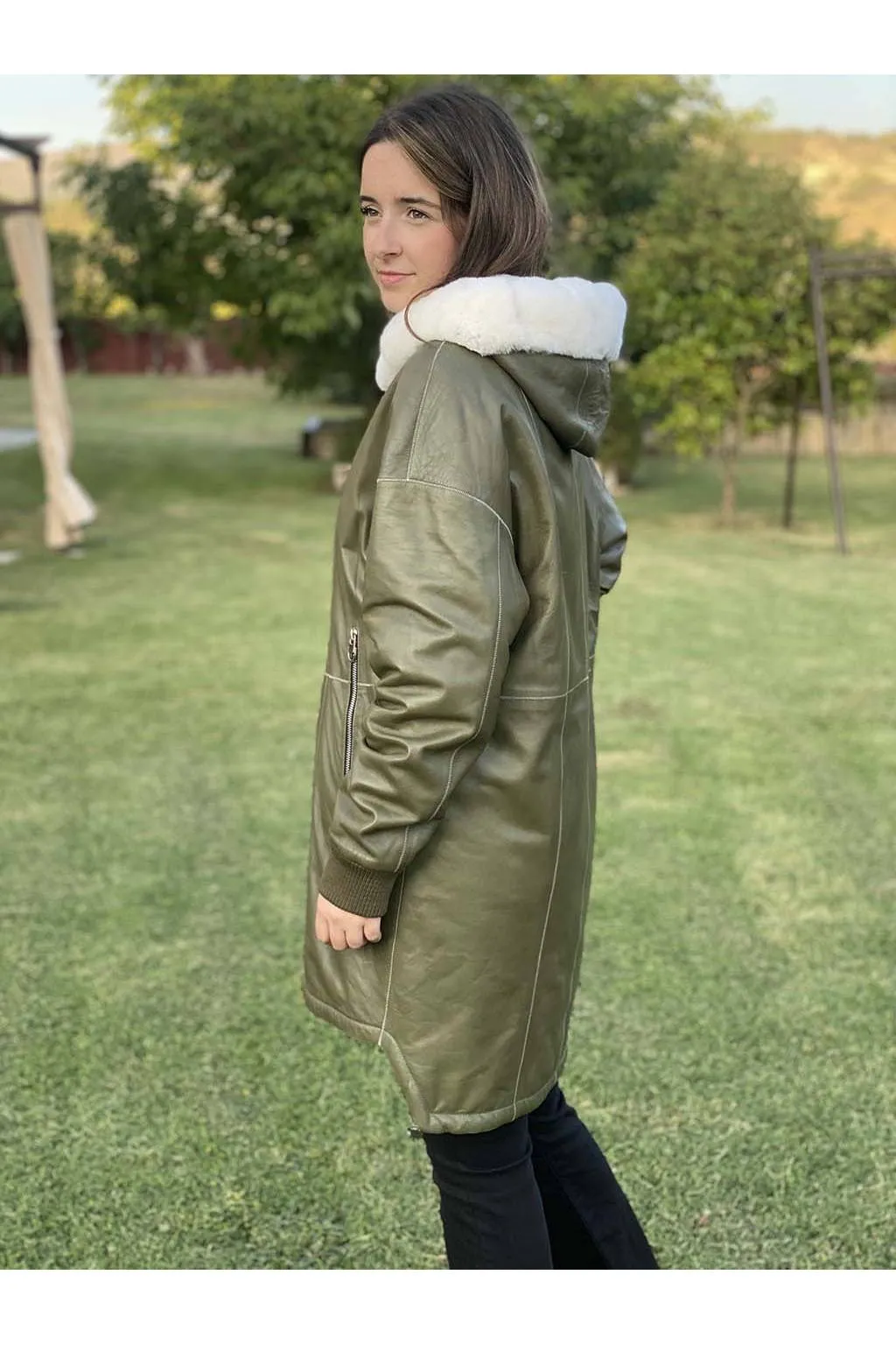 chaquetón reversible Medinapiel n313 kaki