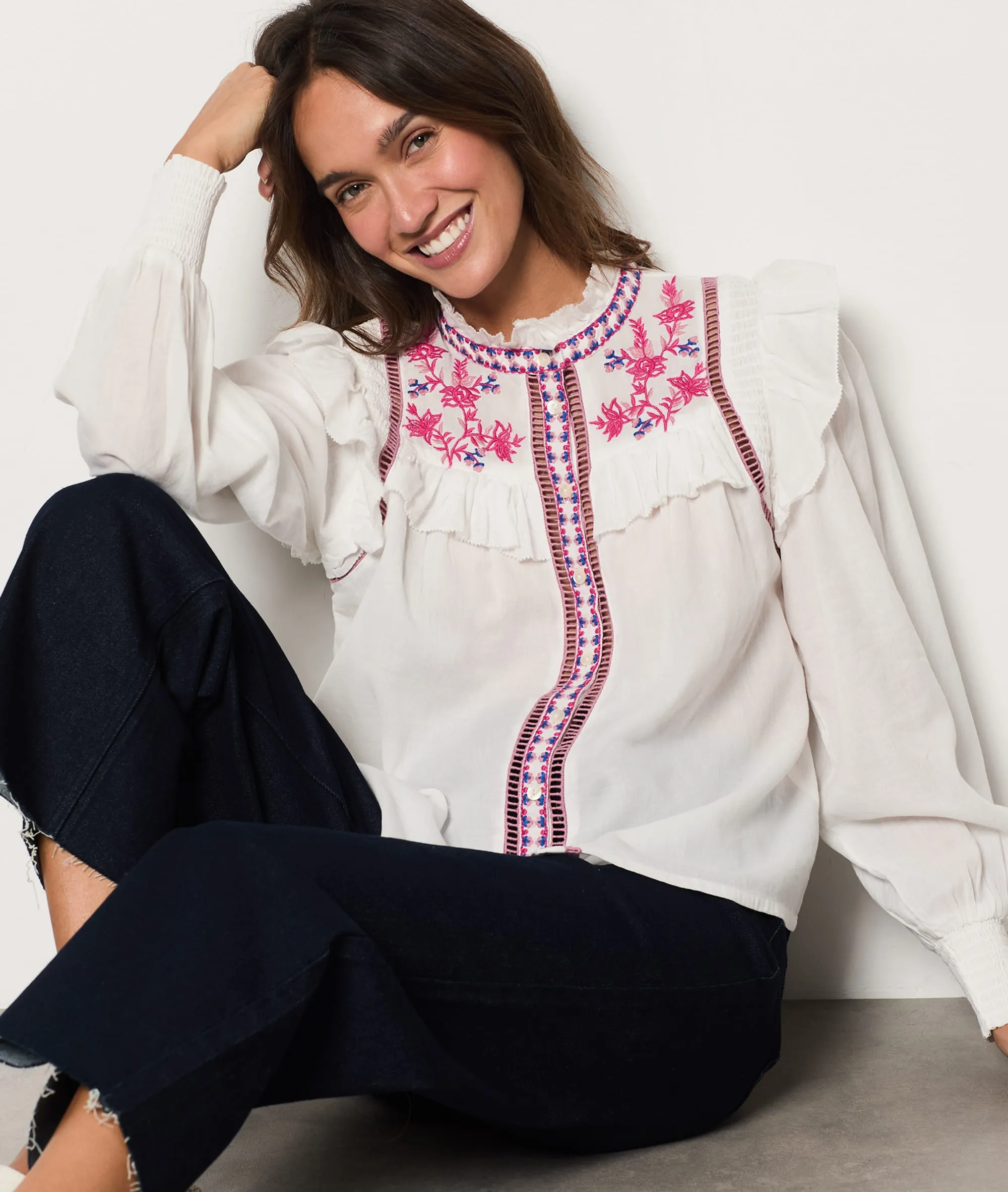 CHEMISE BRODéE HELENA BROD ECRU  ETAM