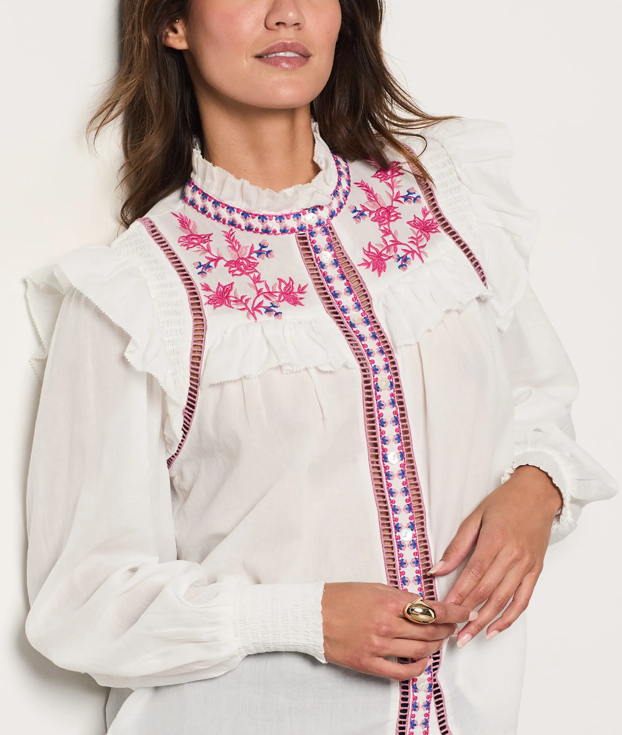 CHEMISE BRODéE HELENA BROD ECRU  ETAM