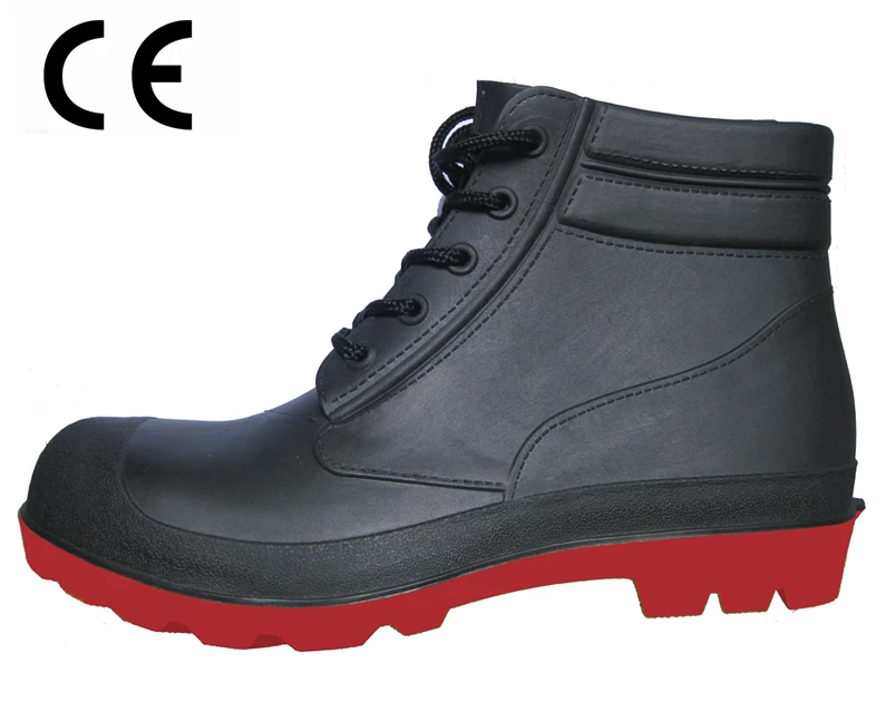 con punta de acero estándar del CE y del acero placa de PVC tobillo zapatos para la lluvia