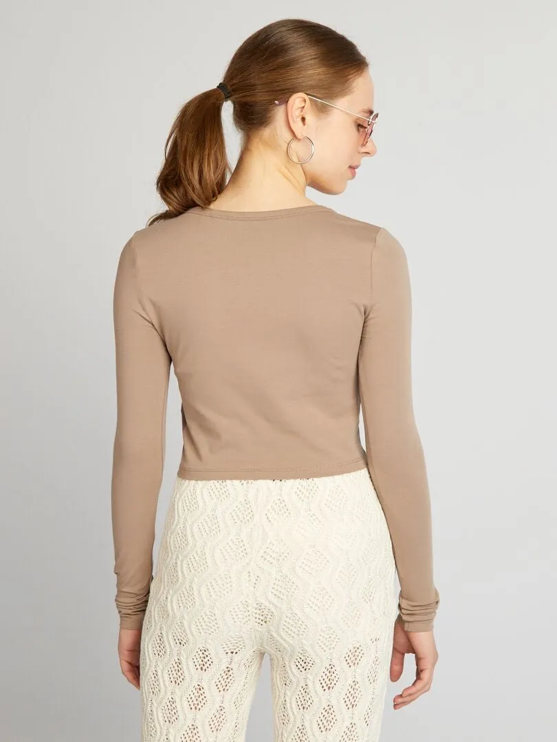 CROPTOP DE MANGA LARGA  BEIGE
