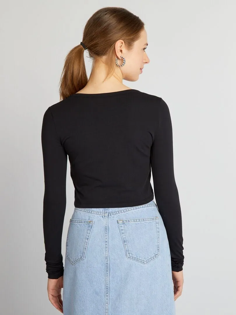 CROPTOP DE MANGA LARGA  NEGRO