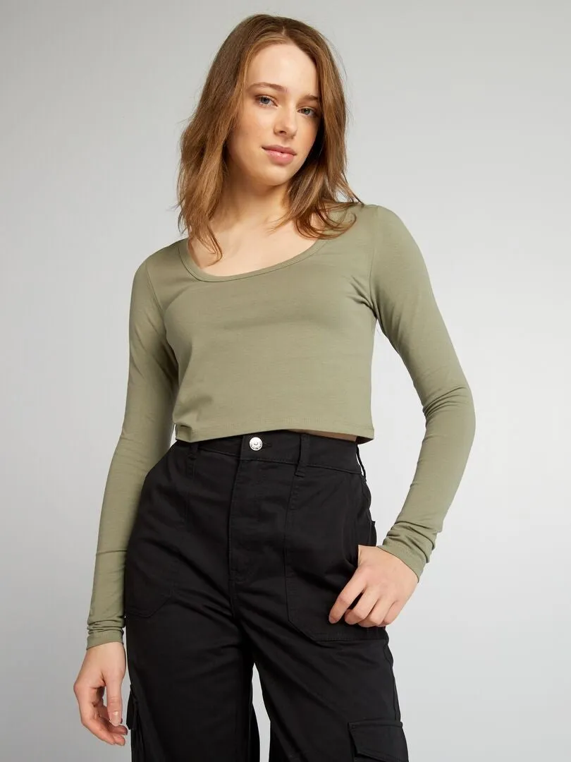 CROPTOP DE MANGA LARGA  VERDE