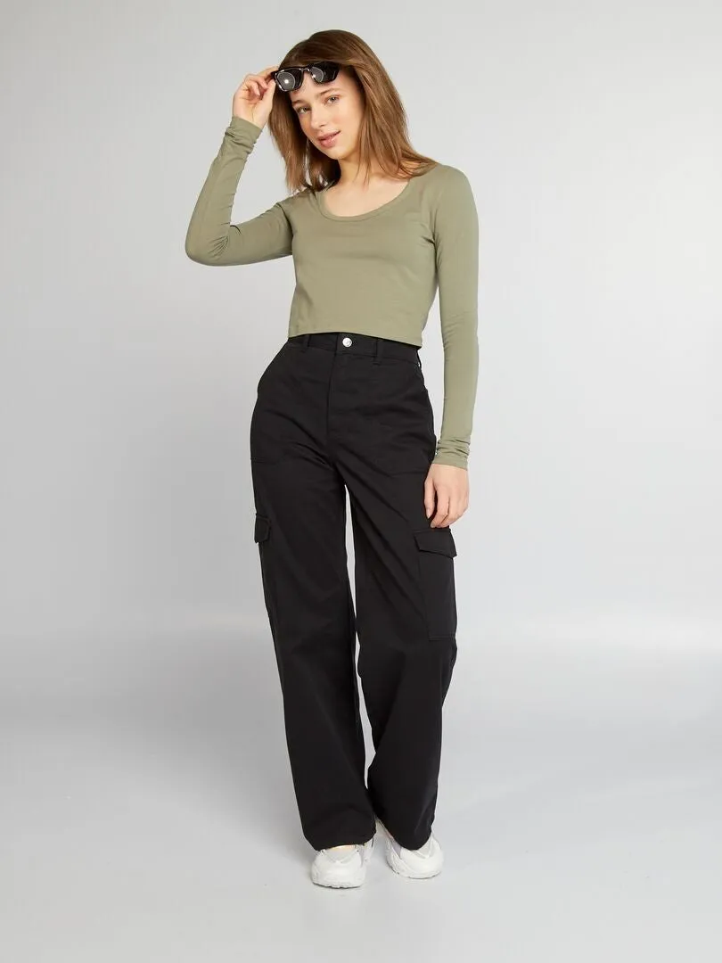 CROPTOP DE MANGA LARGA  VERDE