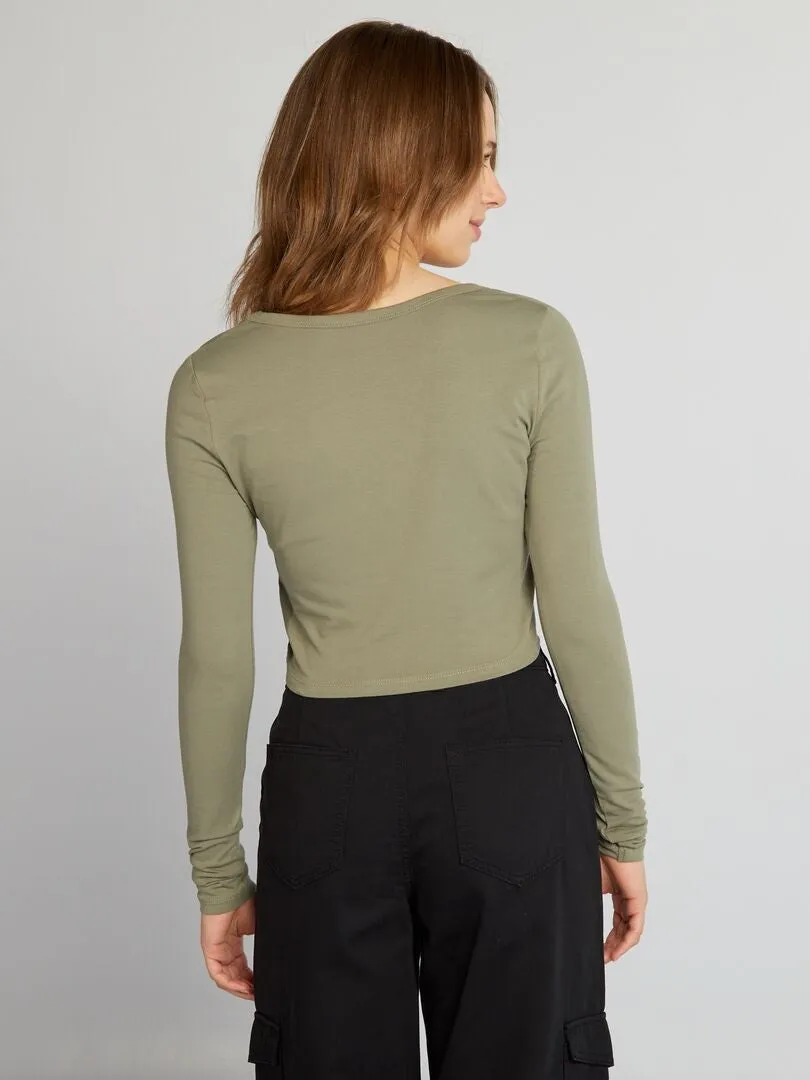 CROPTOP DE MANGA LARGA  VERDE