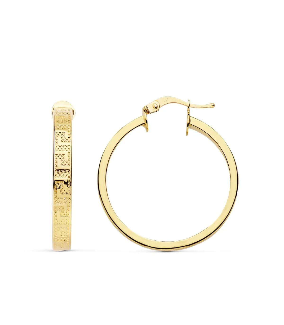 Créoles Grecque Creuses Or Jaune 18 K 28 MM