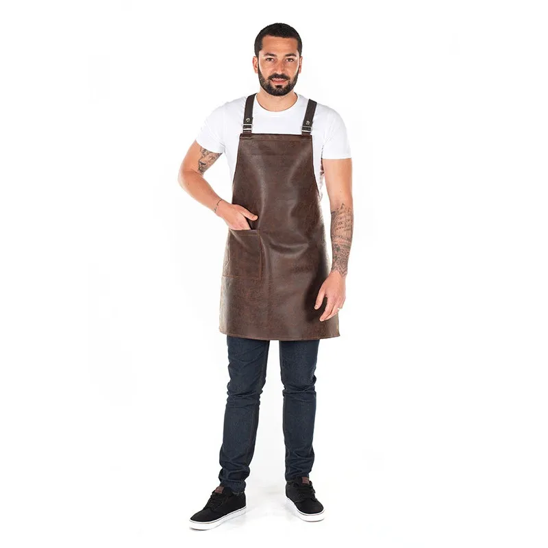 DELANTAL DE CUERO COLOR CHOCOLATE ARABIA  GARY'S