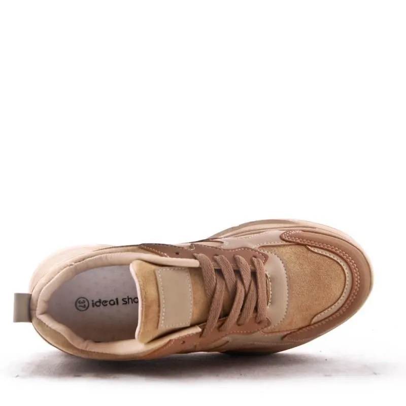 Deportivas Mujer Camel Con Plataforma