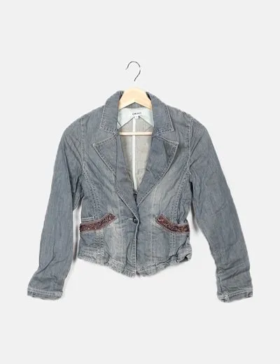 DKY Chaqueta gris denim