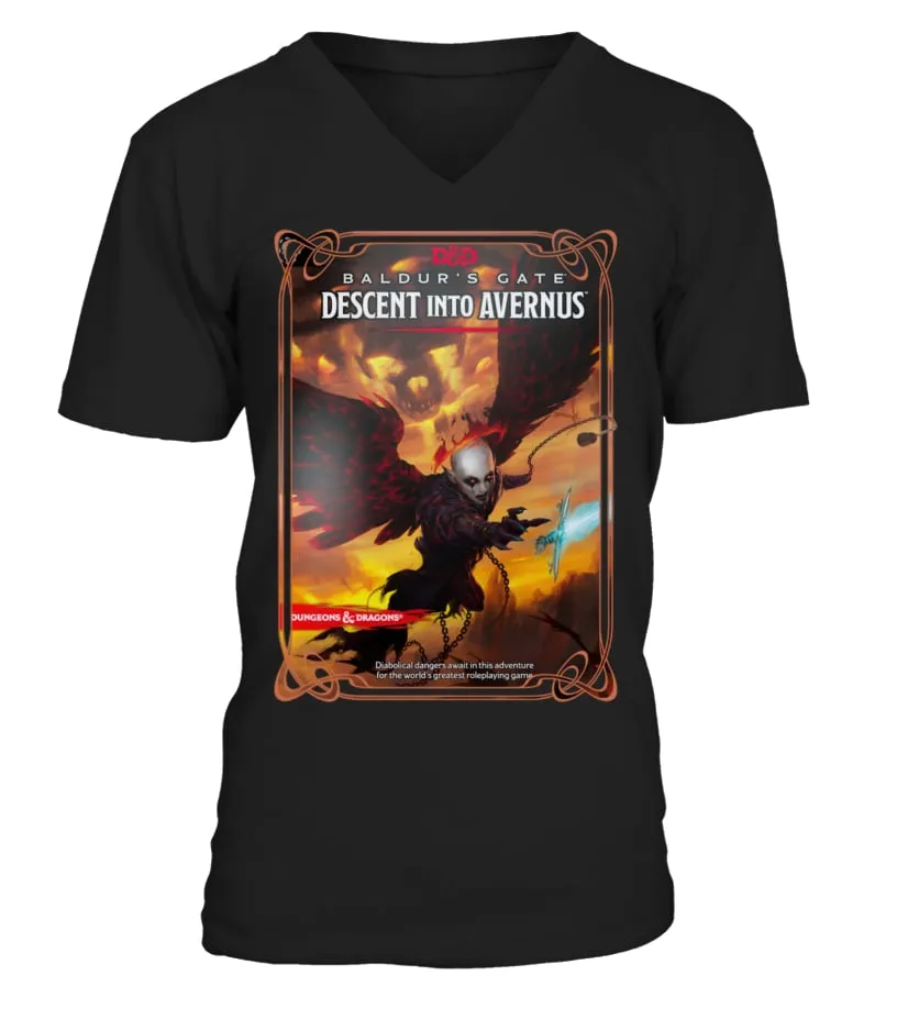 DND5TH029BK. ADVENTURES  BALDUR'S GATE DESCENT INTO AVERNUS CAMISETA CUELLO EN V UNISEX