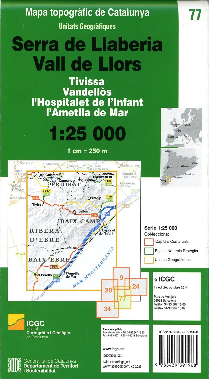 ed. icc (catalunya) Mapa Serra Llaberia 1:25000