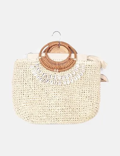 F.D. Bolso beige grafia