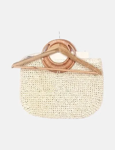 F.D. Bolso beige grafia