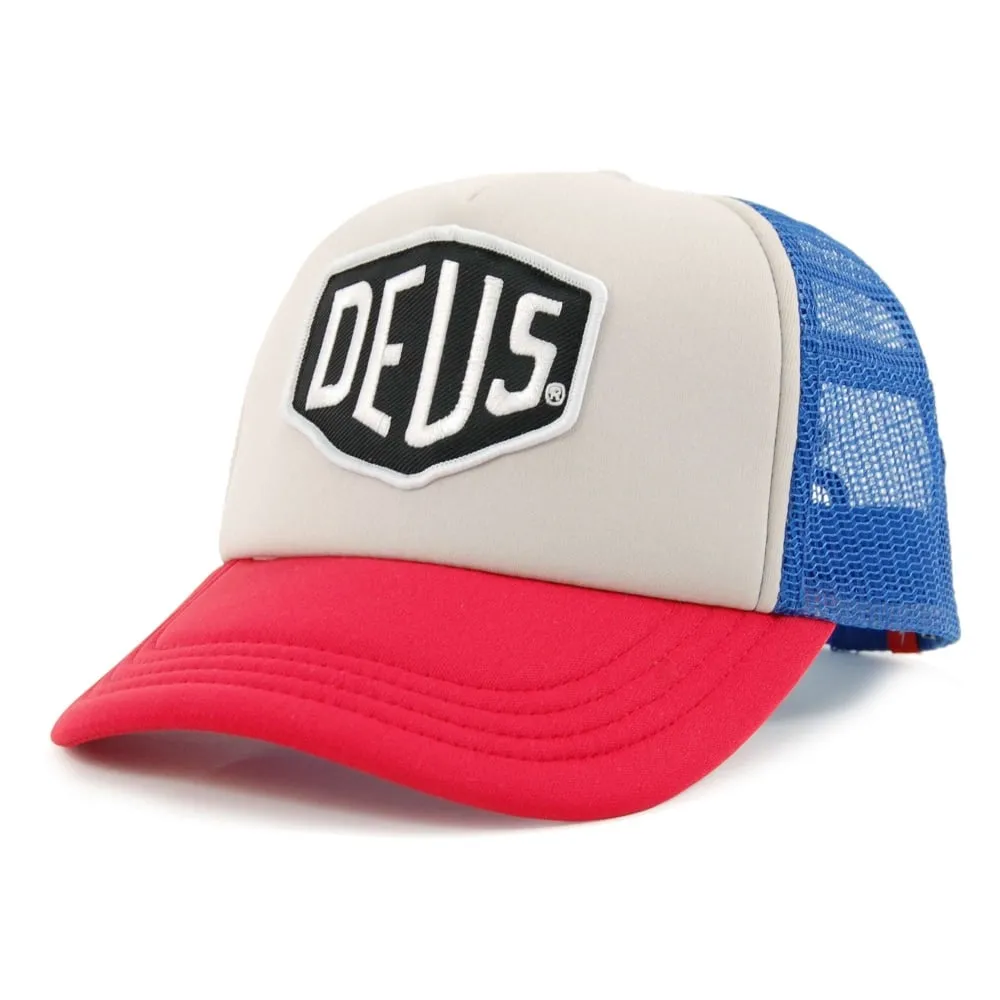GORRA TRUCKER BAYLANDS BLANCA AZUL Y ROJA