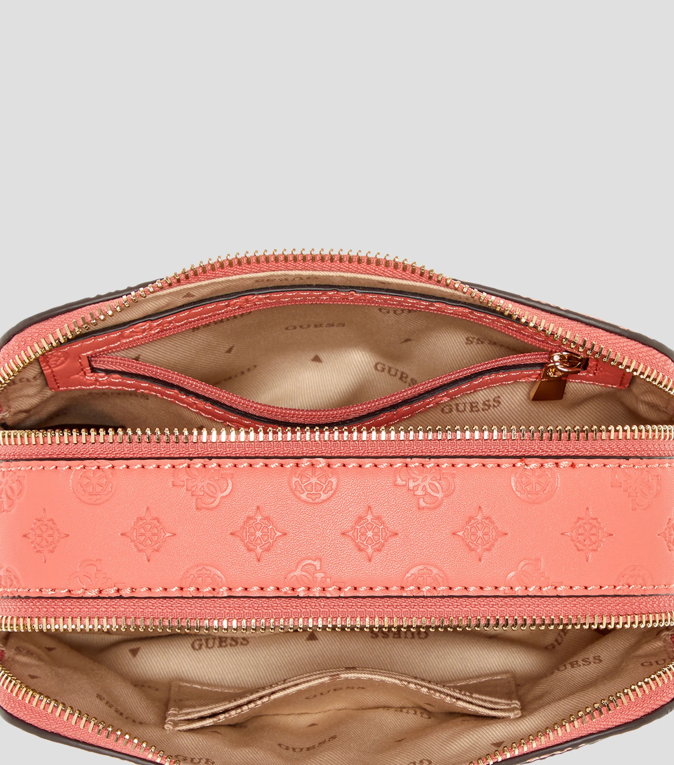 Guess Bolso crossbody coral Arlena Logo Camera Monogram Mujer