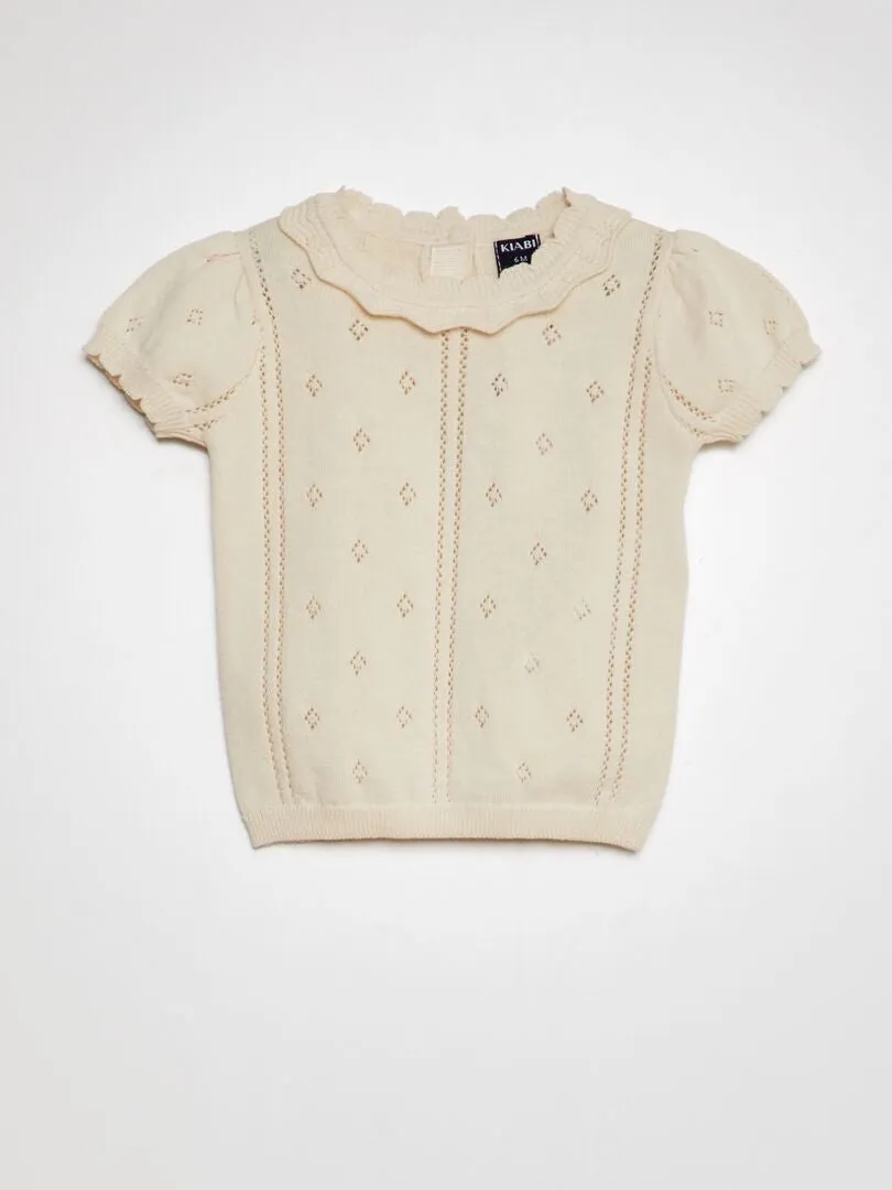 JERSEY CALADO CON MANGA ABULLONADA  BLANCO