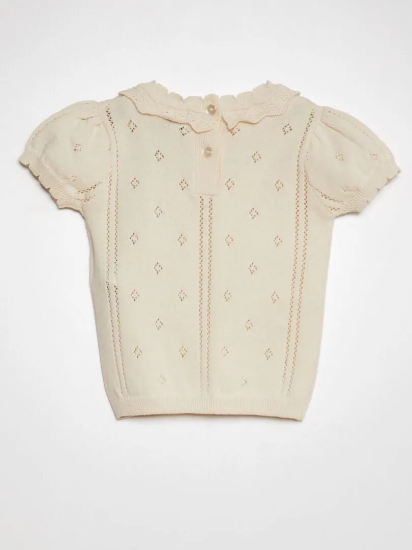 JERSEY CALADO CON MANGA ABULLONADA  BLANCO