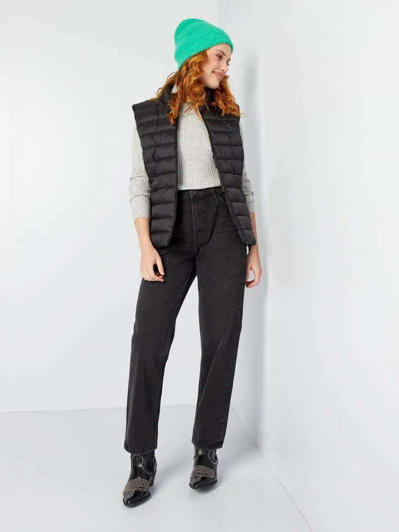 JERSEY DE PUNTO DE CANALé CON CUELLO ALTO  GRIS