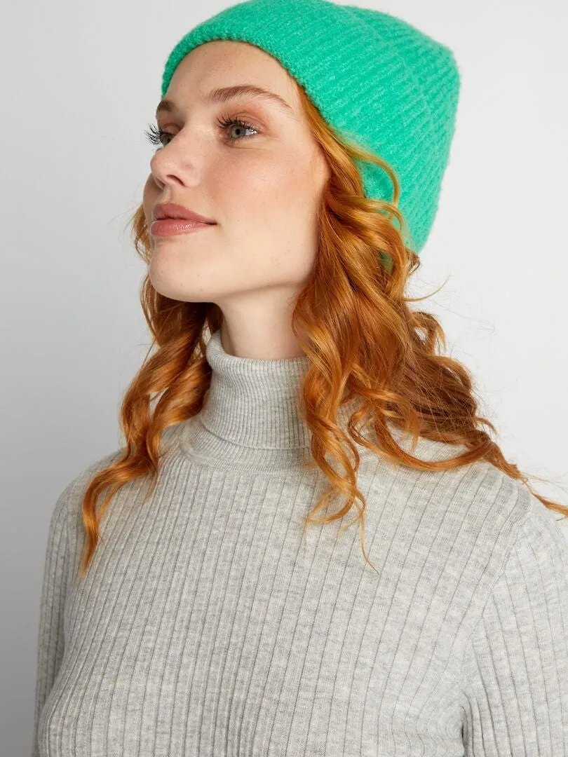 JERSEY DE PUNTO DE CANALé CON CUELLO ALTO  GRIS