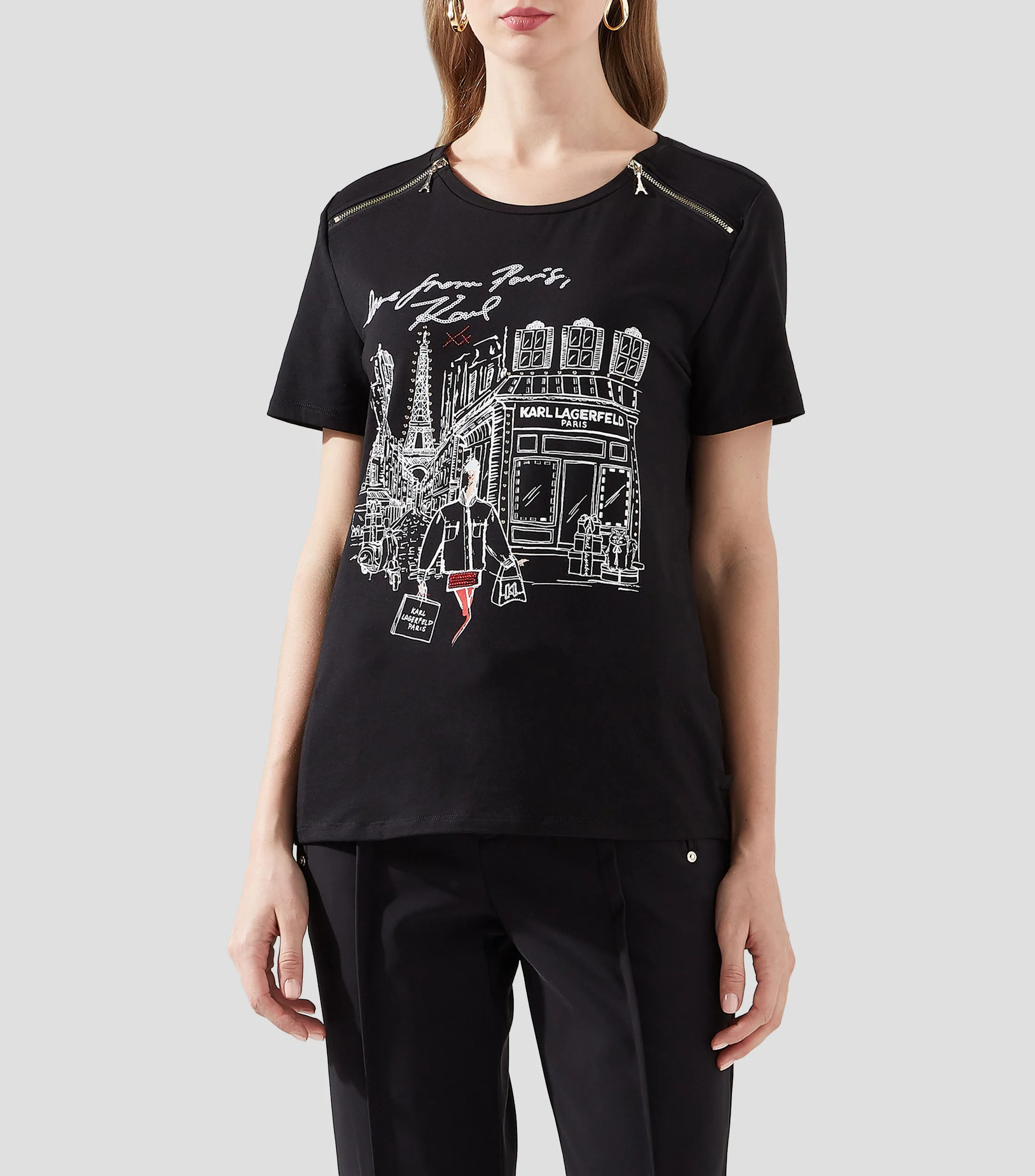Karl Lagerfeld Playera cuello redondo manga corta estampada Mujer