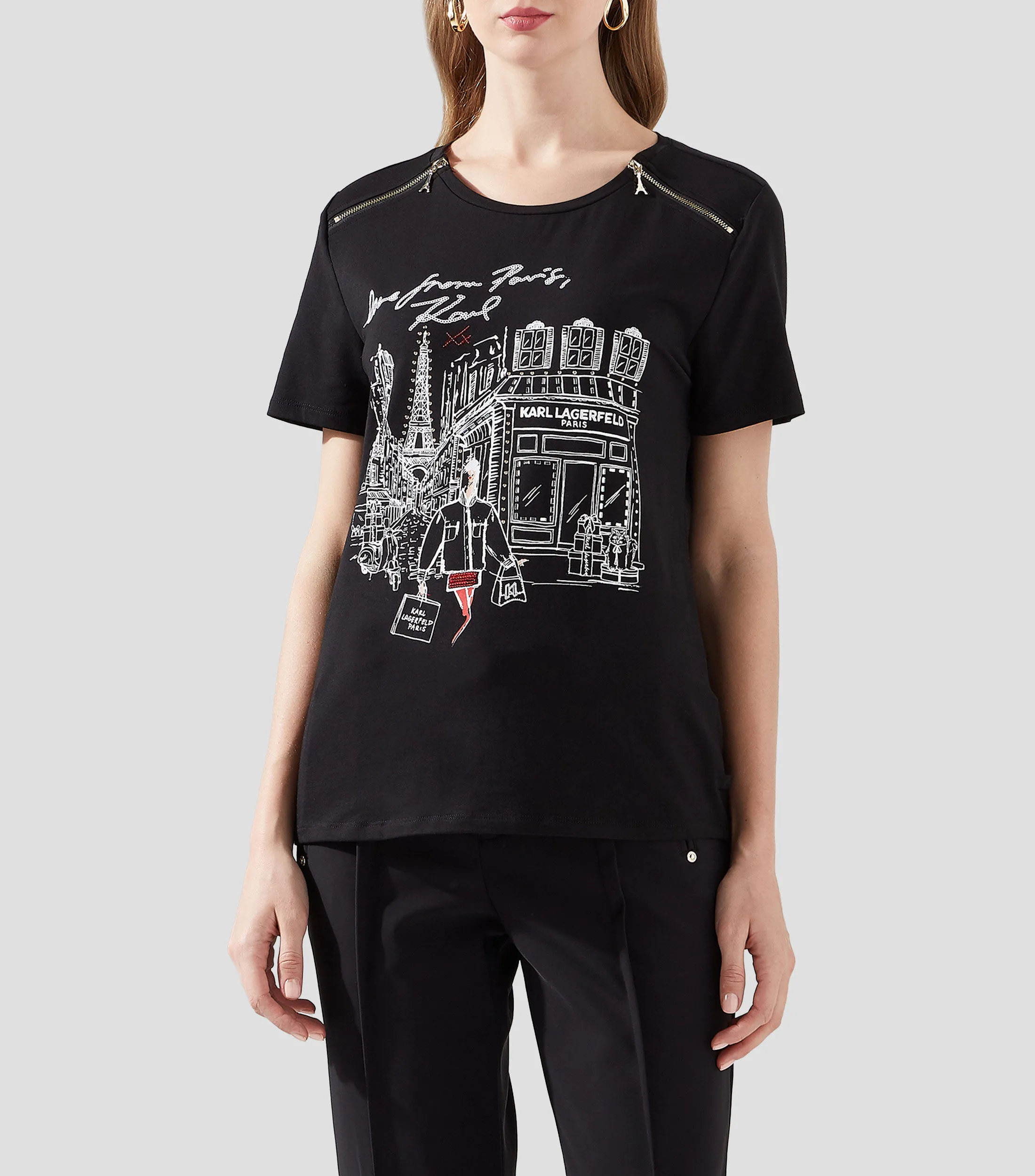 Karl Lagerfeld Playera cuello redondo manga corta estampada Mujer