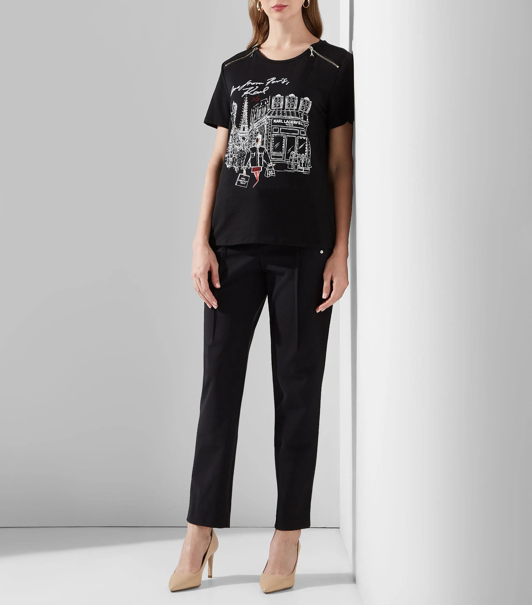 Karl Lagerfeld Playera cuello redondo manga corta estampada Mujer