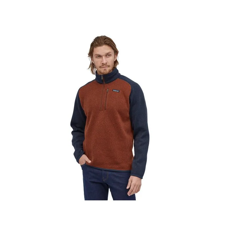 M's Better Sweater 1/4 Zip Barn Red W/new Navy