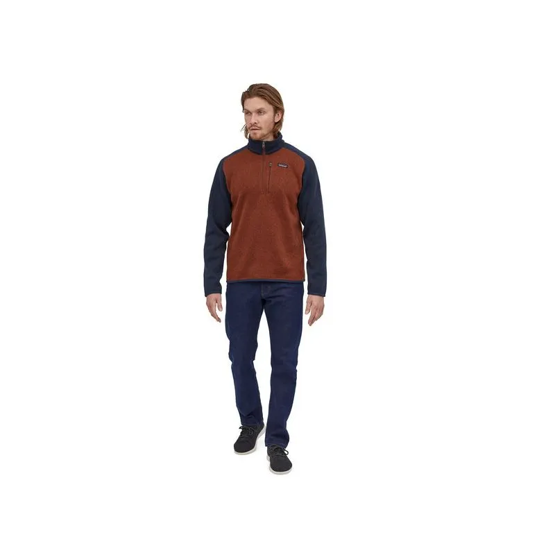 M's Better Sweater 1/4 Zip Barn Red W/new Navy