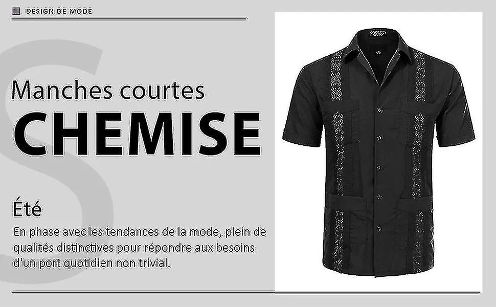 MANGA CORTA HOMBRE CUBANO BEACH TOPS POCKET GUAYABERA CAMISASMXBC
