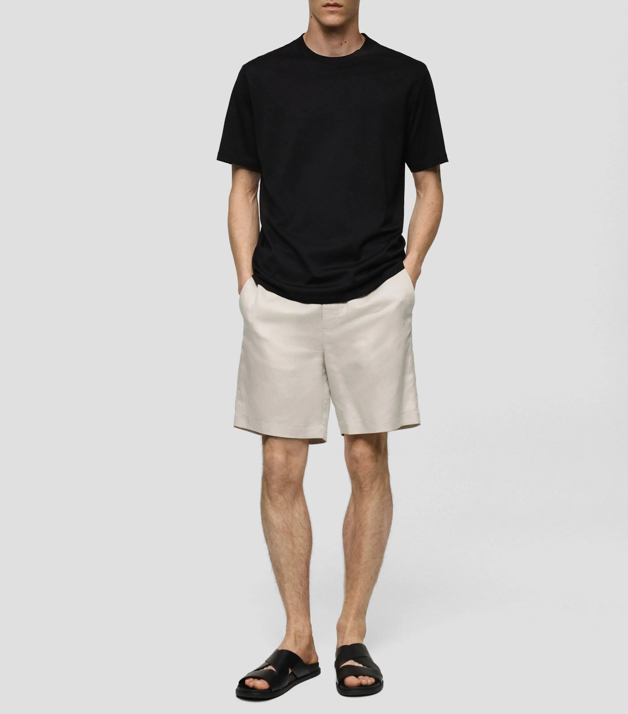 Mango Playera cuello redondo manga corta lisa Hombre