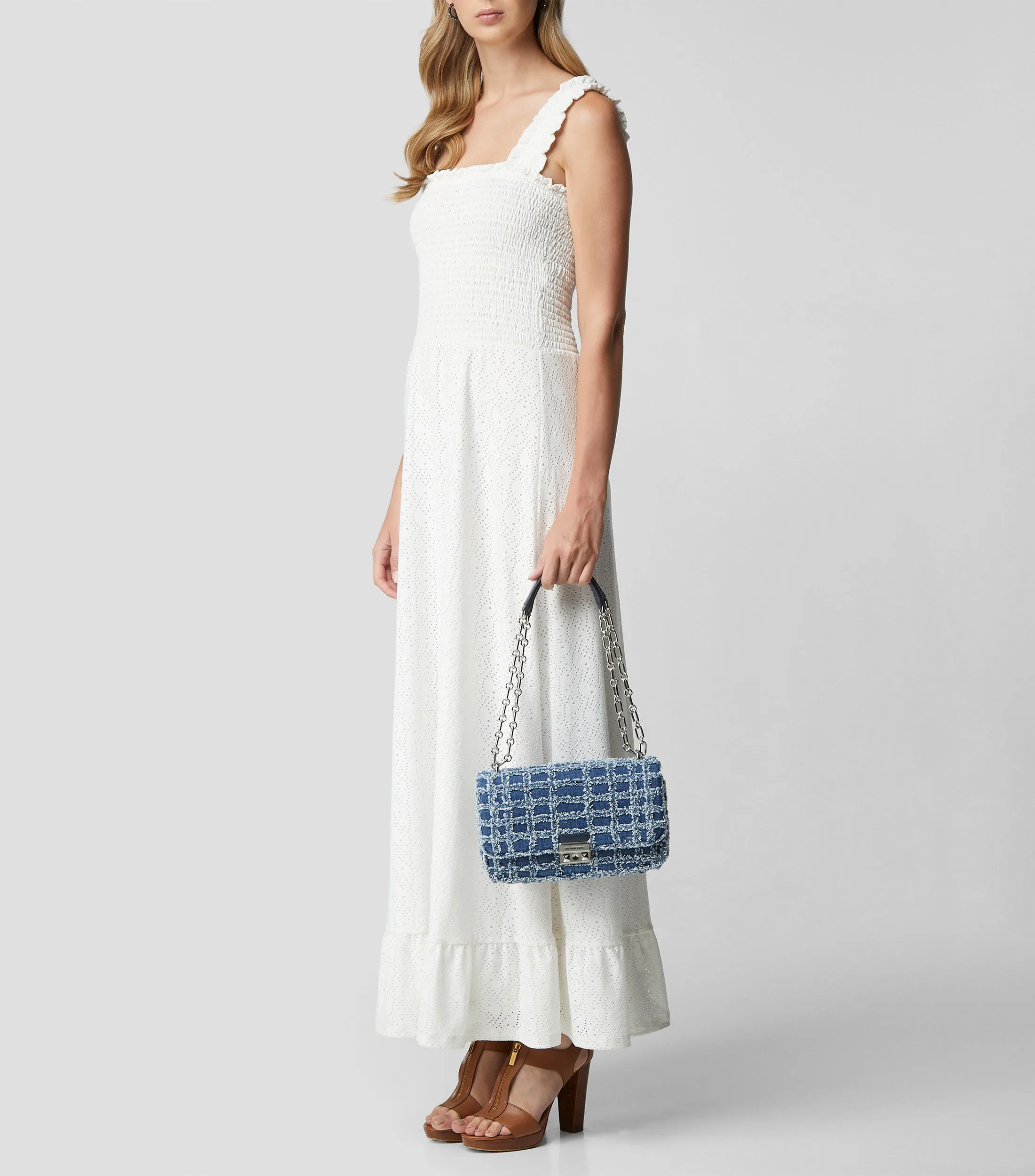 Michael Kors Bolso shoulder Azul texturizado Mujer