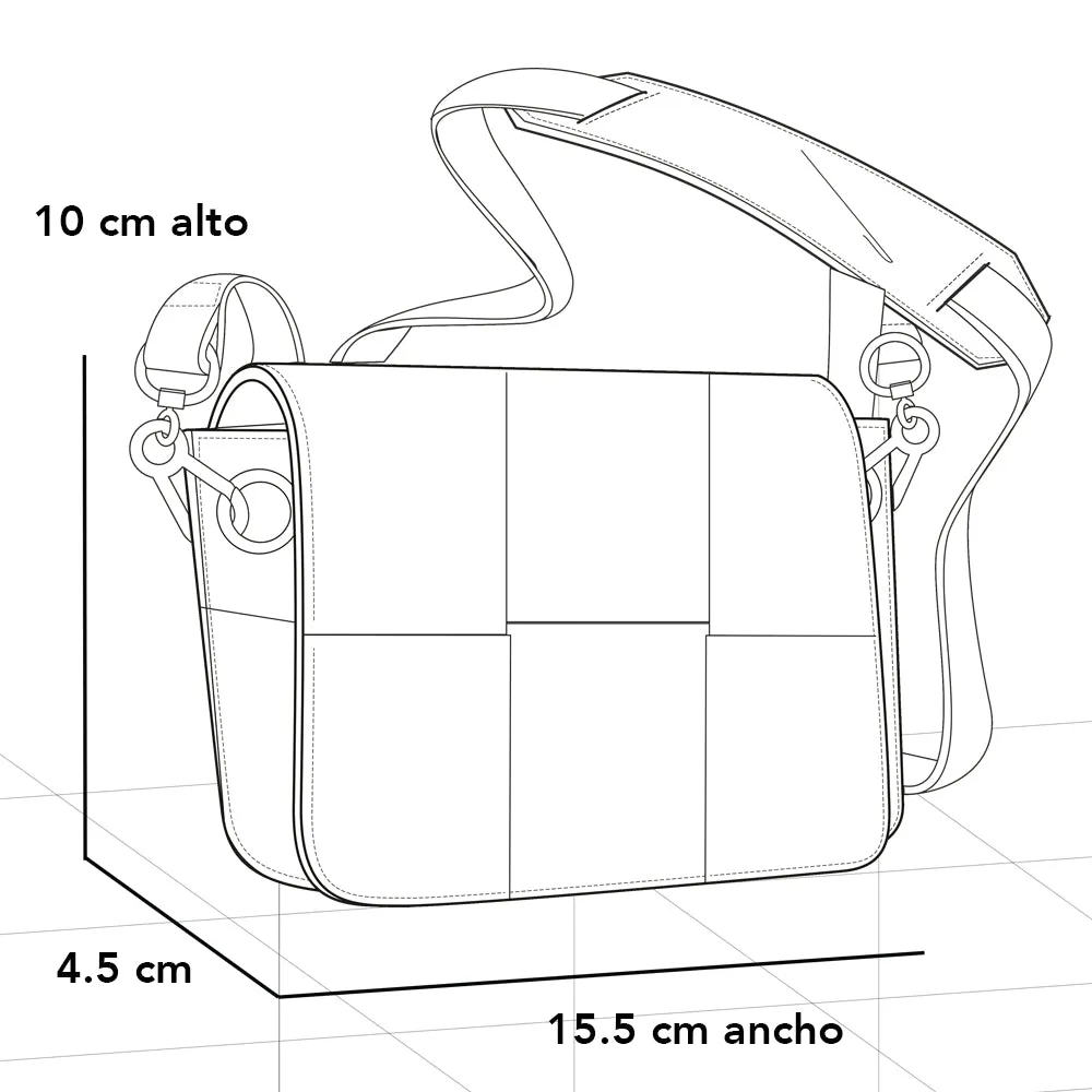 Mini bolso bandolera en piel vegana entrelazada color negro para mujer
