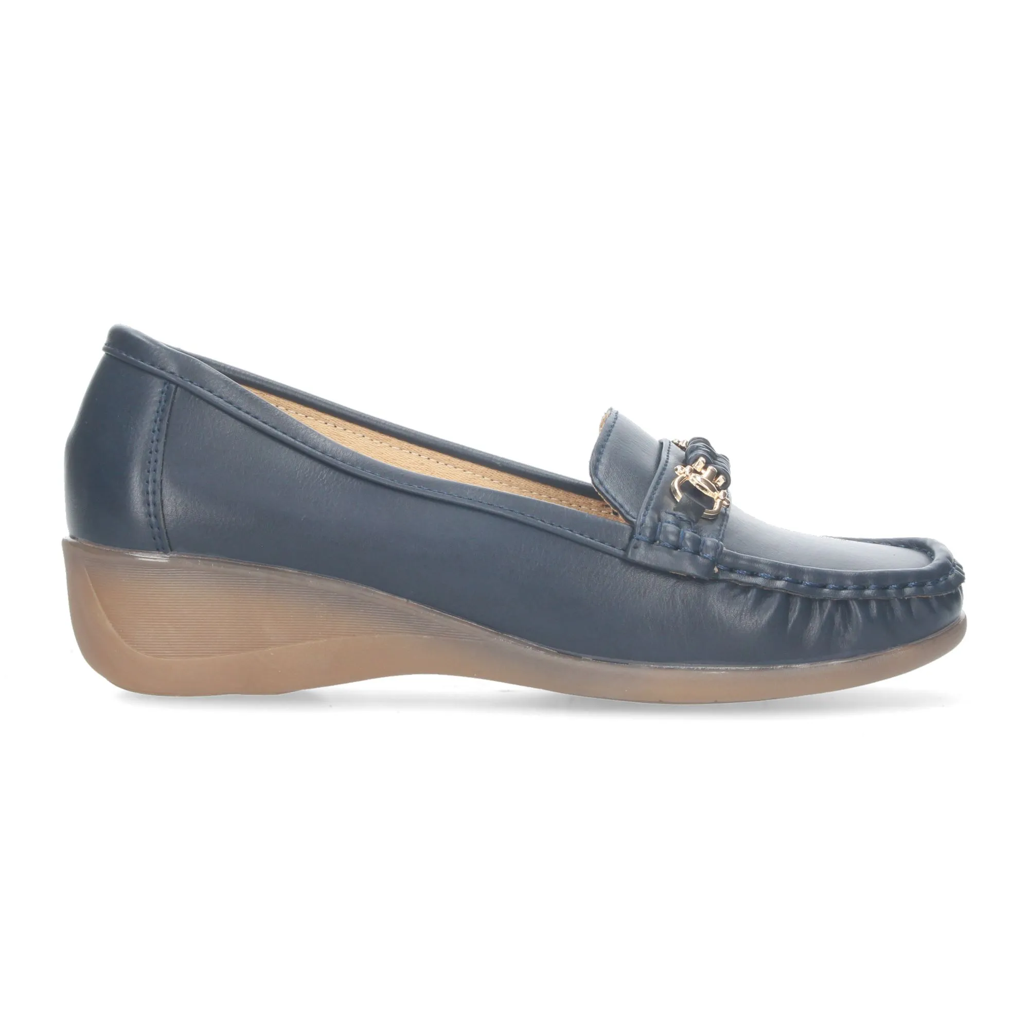 Mocasines de cuña cómoda para mujer color marino
