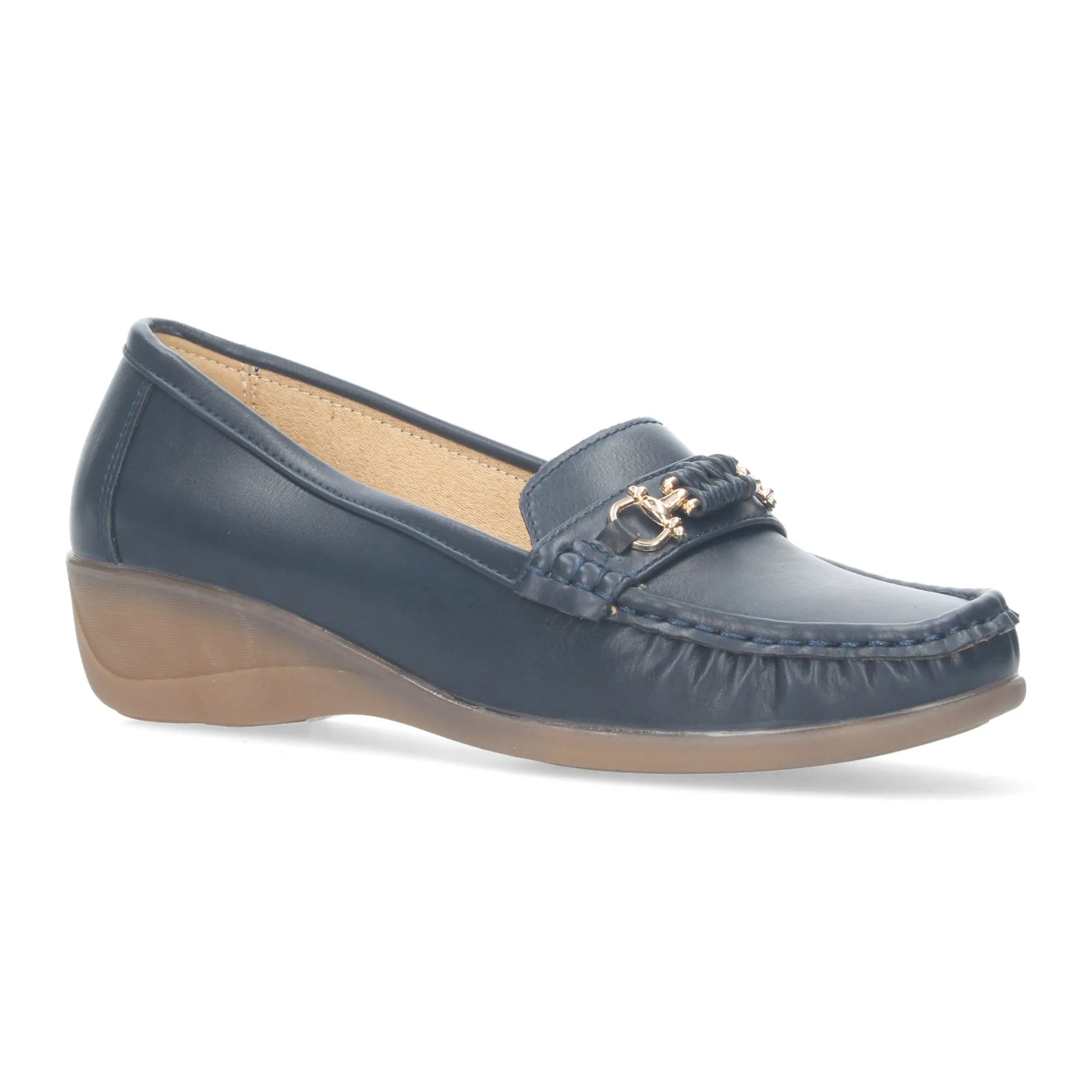 Mocasines de cuña cómoda para mujer color marino