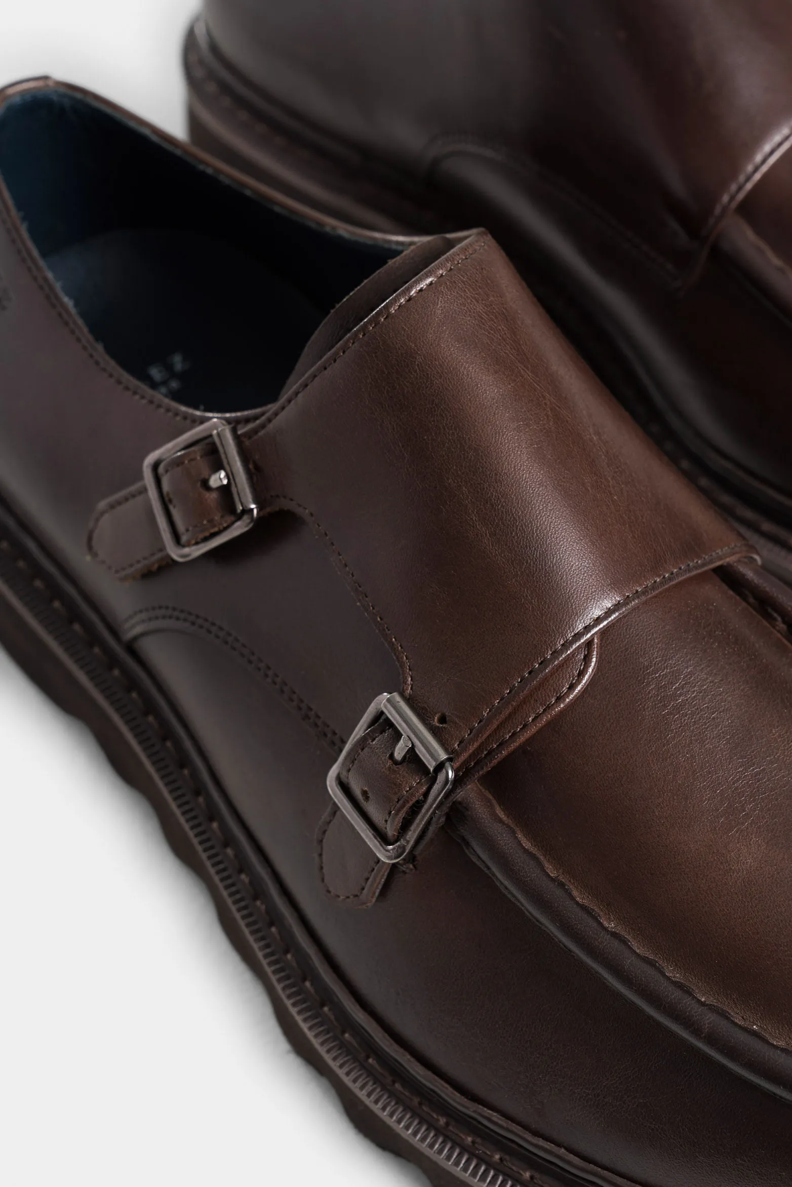 Mocasines loira de cuero para hombre silueta monkstrap