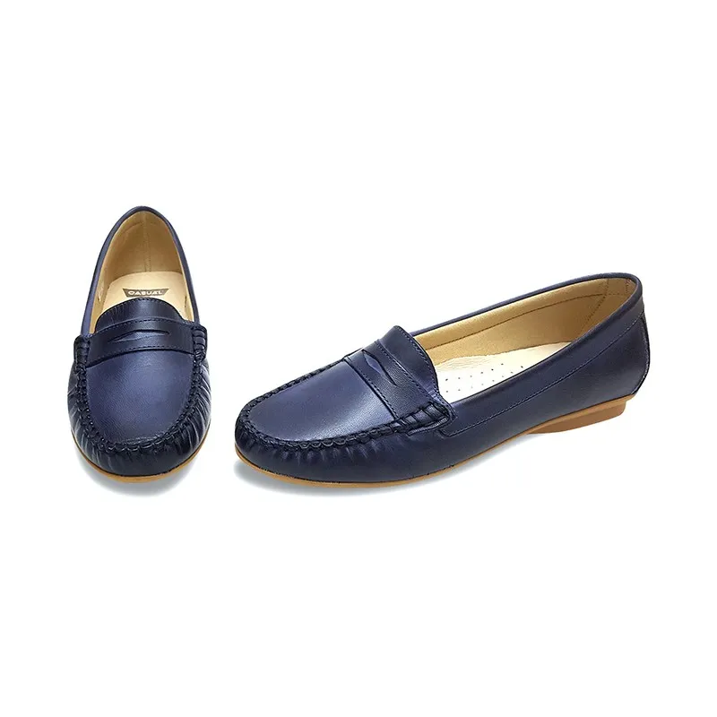 Mocasines Mujer Piel Blanda 903CA Marino, de Casual