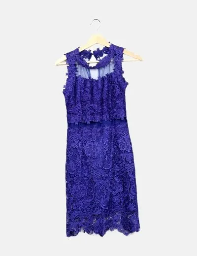 NoName Vestido guipur azul klein