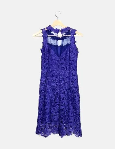 NoName Vestido guipur azul klein