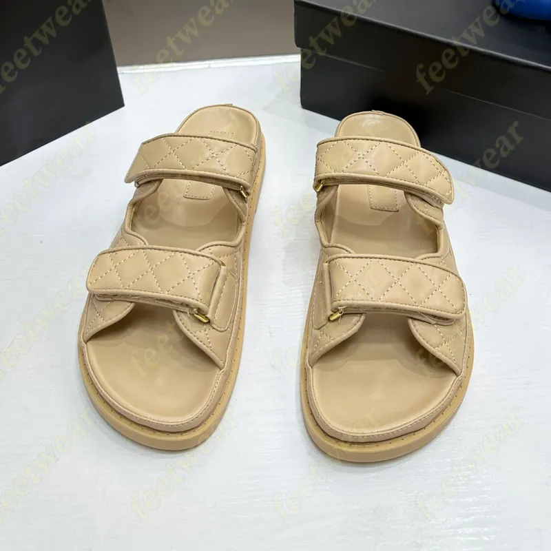 Nuevas sandalias de diseñador entrelazado c gancho bucle toboganado toboganes sándalo negros beige acolchado tela rosa zapatilla