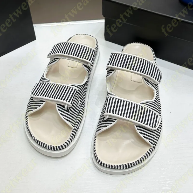 Nuevas sandalias de diseñador entrelazado c gancho bucle toboganado toboganes sándalo negros beige acolchado tela rosa zapatilla